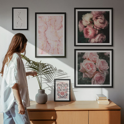 Conjunto de cuadros decorativos Flores rosas estilo boho