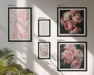 Conjunto de cuadros decorativos diseño de flores rosas estilo boho