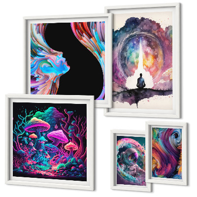 Set de 5 cuadros para salón Inspiraciones cósmicas surrealismo
