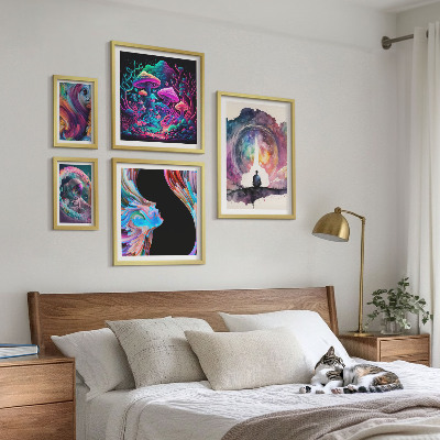 Set de 5 cuadros para salón Inspiraciones cósmicas surrealismo