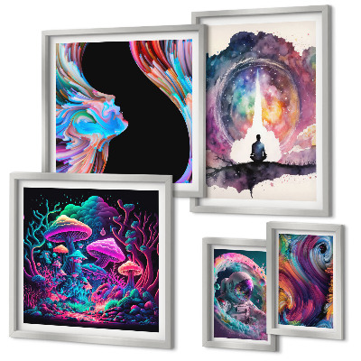 Set de 5 cuadros para salón Inspiraciones cósmicas surrealismo