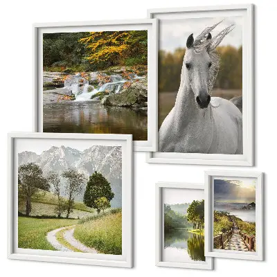 Cuadro para pared de galería de arte paisaje de caballos
