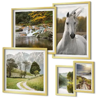 Cuadro para pared de galería de arte paisaje de caballos