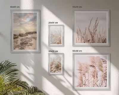 Set de 5 cuadros para salón con diseño de paisajes costeros al sol