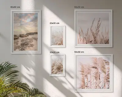 Set de 5 cuadros para salón con diseño de paisajes costeros al sol