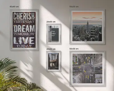 Conjunto de cuadros decorativos con eslóganes inspiradores para la ciudad