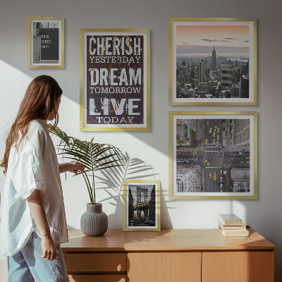 Conjunto de cuadros decorativos eslóganes inspiradores para la ciudad