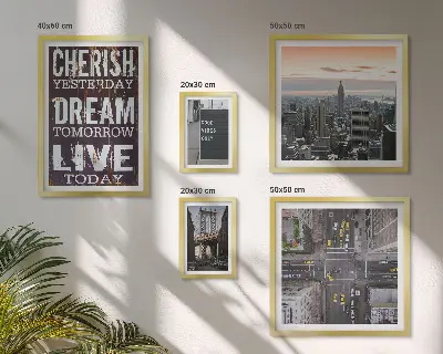 Conjunto de cuadros decorativos con eslóganes inspiradores para la ciudad
