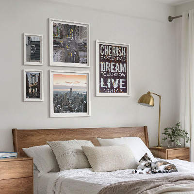 Conjunto de cuadros decorativos eslóganes inspiradores para la ciudad