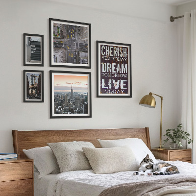 Conjunto de cuadros decorativos eslóganes inspiradores para la ciudad