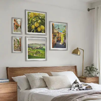 Set de 5 cuadros para salón con paisajes de calles italianas