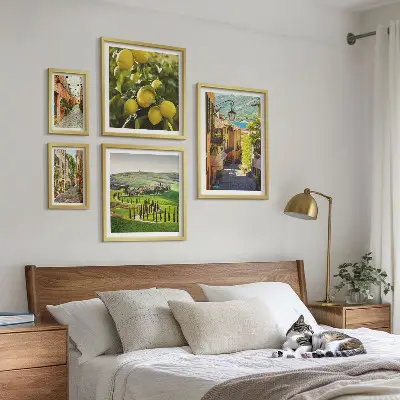 Set de 5 cuadros para salón con paisajes de calles italianas