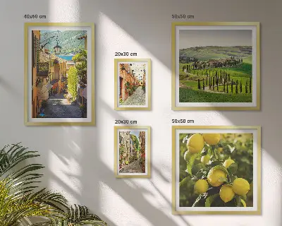Set de 5 cuadros para salón con paisajes de calles italianas