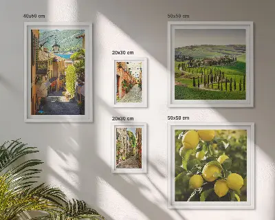 Set de 5 cuadros para salón con paisajes de calles italianas