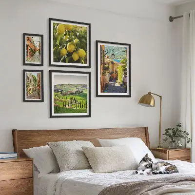 Set de 5 cuadros para salón con paisajes de calles italianas