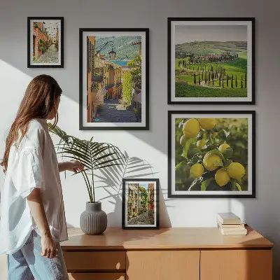 Set de 5 cuadros para salón con paisajes de calles italianas
