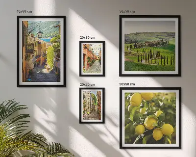 Set de 5 cuadros para salón con paisajes de calles italianas