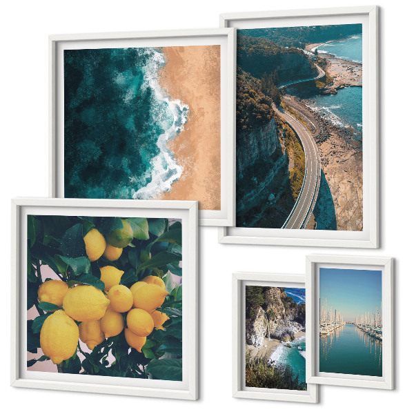 Conjunto de cuadros decorativos Paisajes de playa cítricos