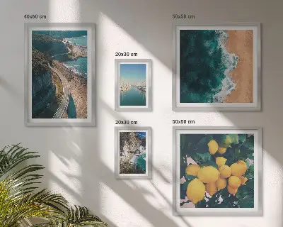 Conjunto de cuadros decorativos con paisajes de playa cítricos