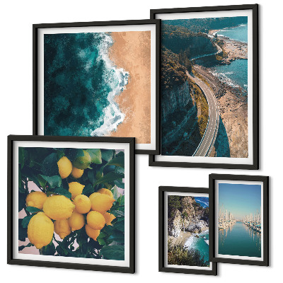 Conjunto de cuadros decorativos Paisajes de playa cítricos