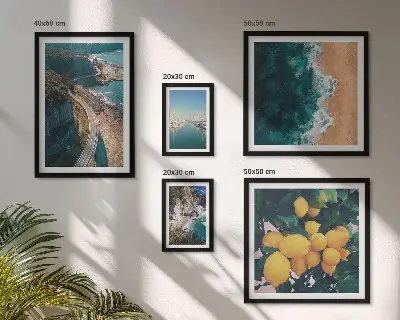 Conjunto de cuadros decorativos con paisajes de playa cítricos