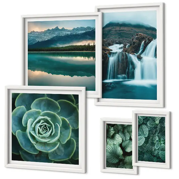 Pared galería de arte decoración de naturaleza con plantas verdes en cascada