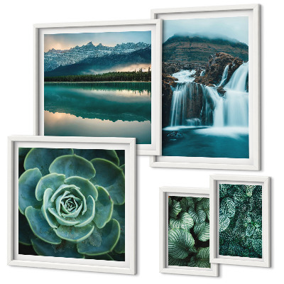 Pared galería de arte plantas verdes cascadas naturaleza