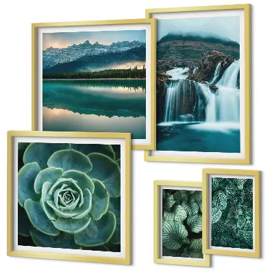 Pared galería de arte decoración de naturaleza con plantas verdes en cascada