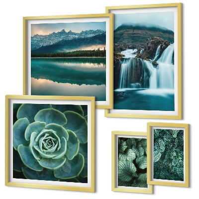 Pared galería de arte plantas verdes cascadas naturaleza