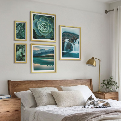 Pared galería de arte plantas verdes cascadas naturaleza