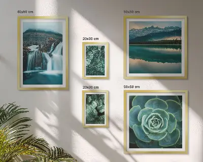 Pared galería de arte decoración de naturaleza con plantas verdes en cascada