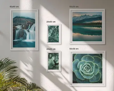 Pared galería de arte decoración de naturaleza con plantas verdes en cascada