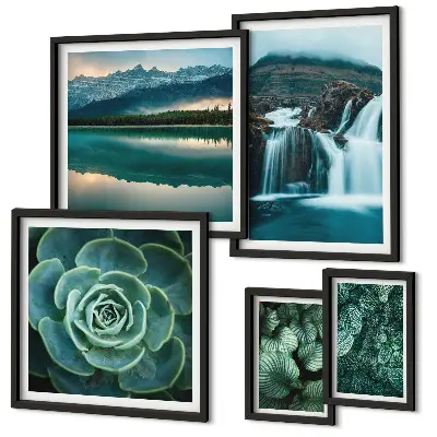Pared galería de arte decoración de naturaleza con plantas verdes en cascada