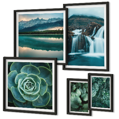 Pared galería de arte plantas verdes cascadas naturaleza
