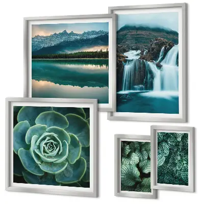 Pared galería de arte decoración de naturaleza con plantas verdes en cascada