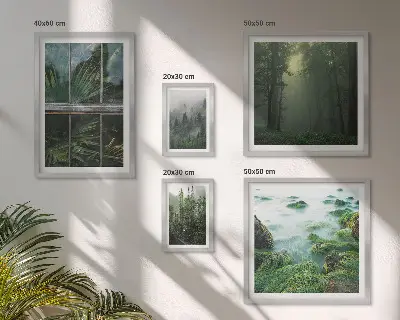 Conjunto de cuadros decorativos con paisajes de bosques y vegetación verde