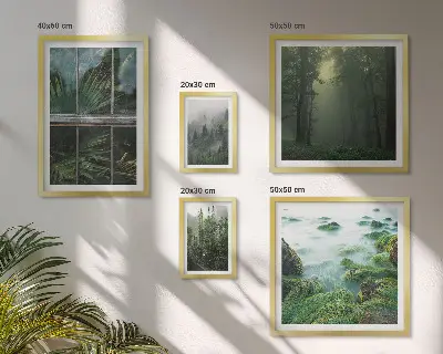 Conjunto de cuadros decorativos con paisajes de bosques y vegetación verde