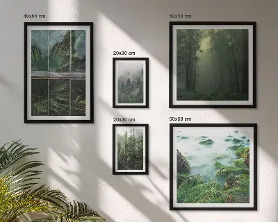 Conjunto de cuadros decorativos con paisajes de bosques y vegetación verde