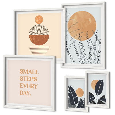 Set de 5 cuadros para salón Eslóganes con gráficos de plantas con estilo