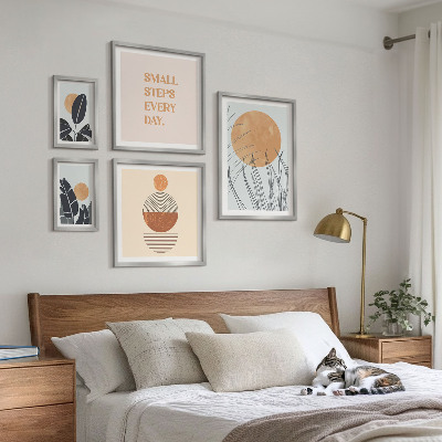 Set de 5 cuadros para salón Eslóganes con gráficos de plantas con estilo