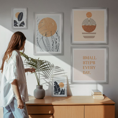 Set de 5 cuadros para salón Eslóganes con gráficos de plantas con estilo