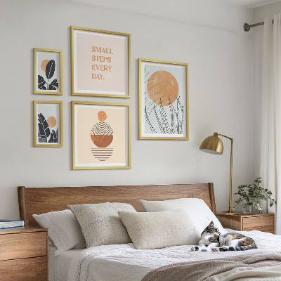 Set de 5 cuadros para salón Eslóganes con gráficos de plantas con estilo