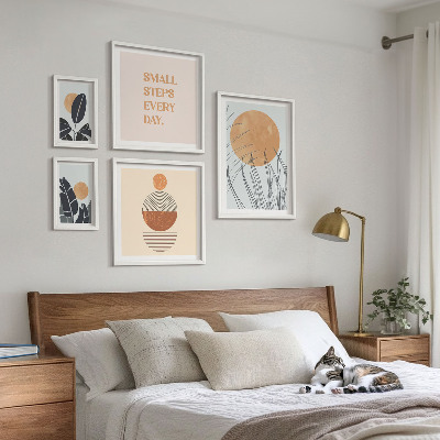 Set de 5 cuadros para salón Eslóganes con gráficos de plantas con estilo