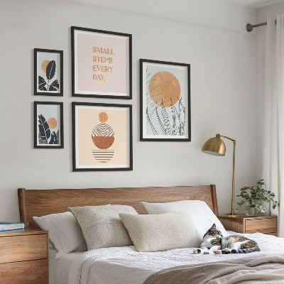 Set de 5 cuadros para salón Eslóganes con gráficos de plantas con estilo
