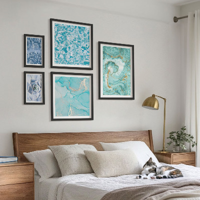 Pared galería de arte Elegantes detalles en azul turquesa