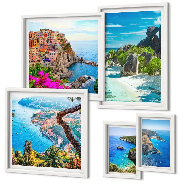 Conjunto de cuadros decorativos con vistas de paisajes costeros