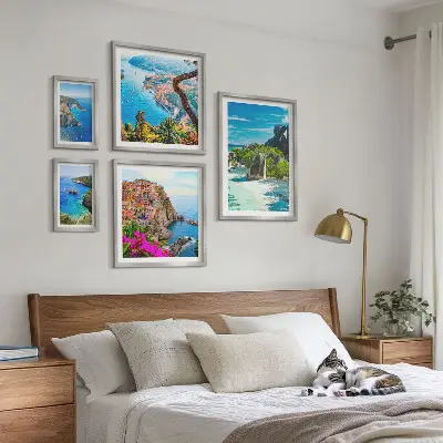 Conjunto de cuadros decorativos con vistas de paisajes costeros