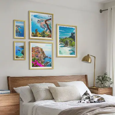 Conjunto de cuadros decorativos con vistas de paisajes costeros