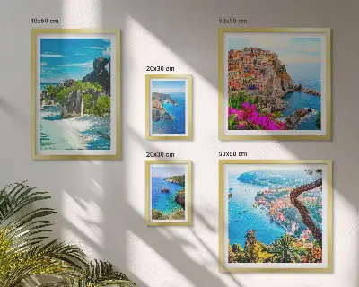 Conjunto de cuadros decorativos con vistas de paisajes costeros