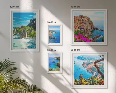 Conjunto de cuadros decorativos con vistas de paisajes costeros